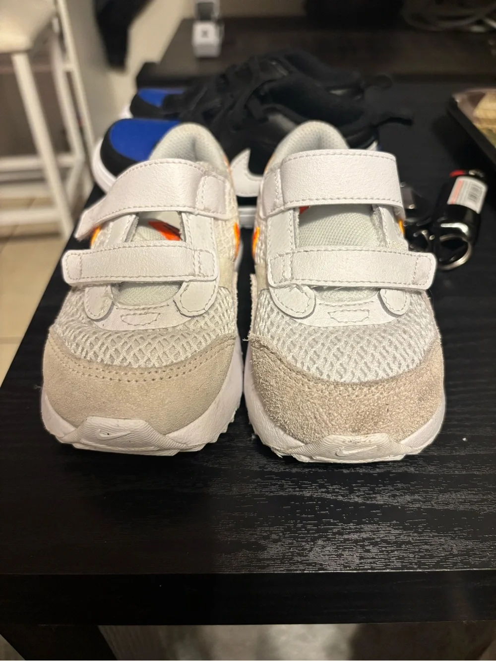Nike Kids White and Orange Velcro Sneakers